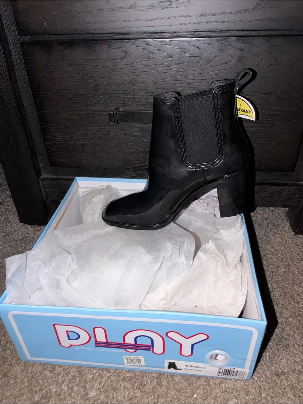 Black Chelsea Block Heel Ankle Boots